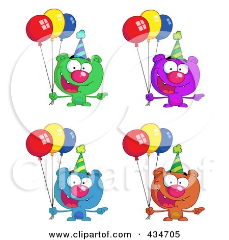 Royalty-Free (RF) Clipart Illustration of a Digital Collage Of A Digital Collage Of Birthday Bears by Hit Toon