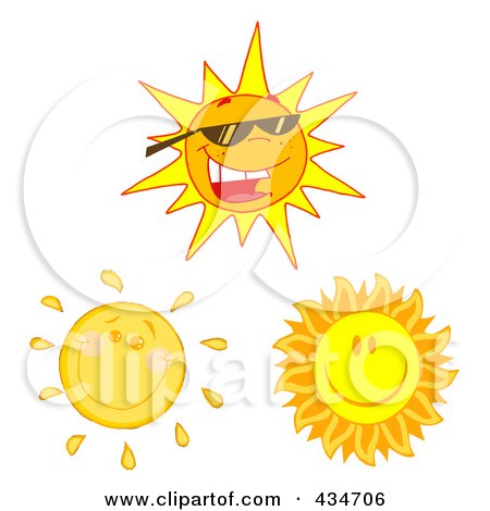 Royalty-Free (RF) Clipart Illustration of a Digital Collage Of Three Suns by Hit Toon