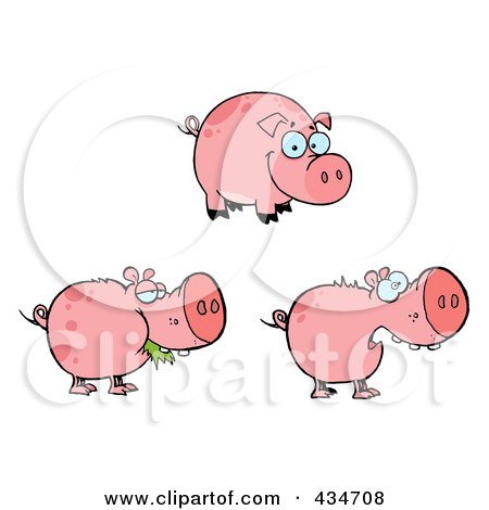 Royalty-Free (RF) Clipart Illustration of a Digital Collage Of Pink Pigs by Hit Toon