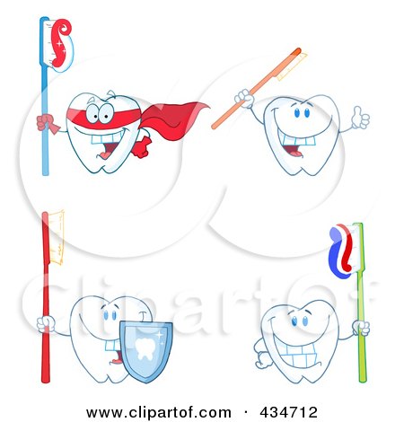 Royalty-Free (RF) Clipart Illustration of a Digital Collage Of Tooth Characters - 1 by Hit Toon