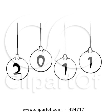 Royalty-Free (RF) Clipart Illustration of Black And White 2011 New Year Baubles by Hit Toon
