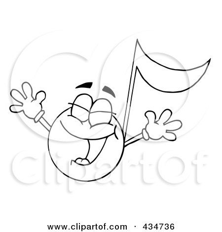 Royalty-Free (RF) Clipart Illustration of a Singing Music Note - 1 by Hit Toon