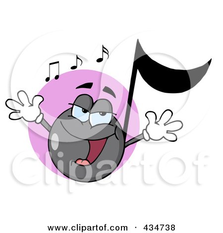Royalty-Free (RF) Clipart Illustration of a Singing Music Note - 4 by Hit Toon
