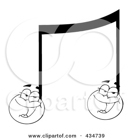 Royalty-Free (RF) Clipart Illustration of Singing Music Notes - 1 by Hit Toon