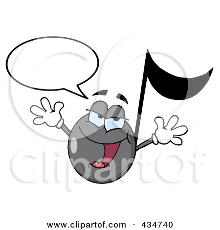 Royalty-Free (RF) Clipart Illustration of a Singing Music Note - 3 by Hit Toon