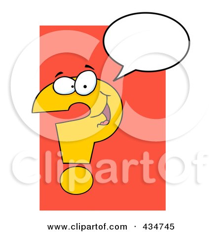 Royalty-Free (RF) Clipart Illustration of a Question Mark Character Over Orange by Hit Toon