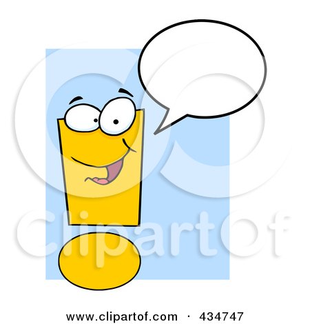 Royalty-Free (RF) Clipart Illustration of an Exclamation Point Character Over Blue by Hit Toon