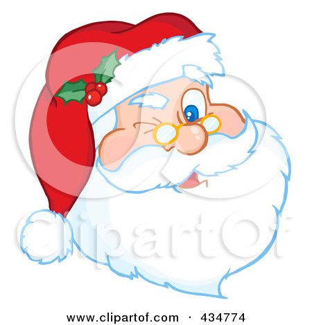 Royalty-Free (RF) Clipart Illustration of Santa Winking by Hit Toon