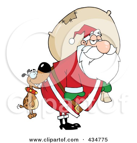 Royalty-Free (RF) Clipart Illustration of a Dog Biting Santas Butt by Hit Toon