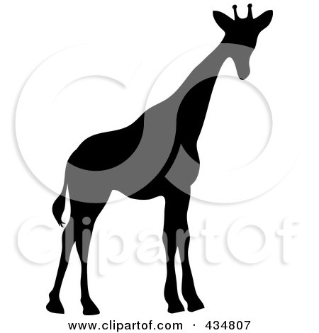Royalty-Free (RF) Clipart Illustration of a Black Silhouetted Giraffe by Pams Clipart