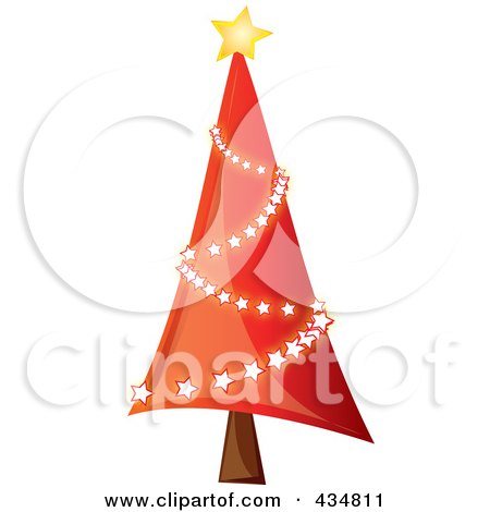 Royalty-Free (RF) Clipart Illustration of a Shiny Red Christmas Tree With A Star Garland by Pams Clipart