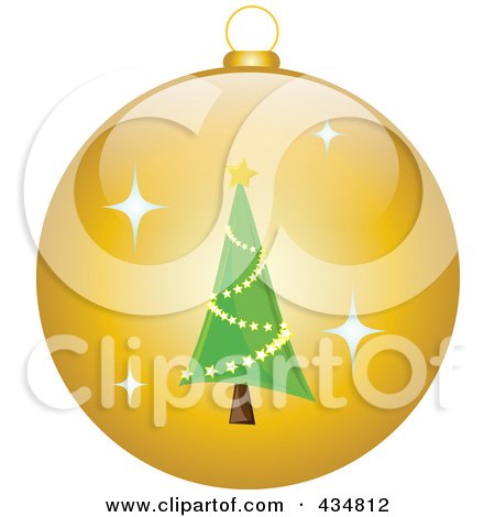 Royalty-Free (RF) Clipart Illustration of a Shiny Yellow Christmas Tree Bauble by Pams Clipart