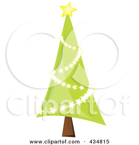 Royalty-Free (RF) Clipart Illustration of a Shiny Christmas Tree With A Star Garland by Pams Clipart