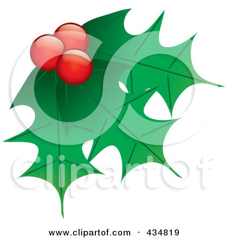 Royalty-Free (RF) Clipart Illustration of Holly Leaves And Berries - 1 by Pams Clipart
