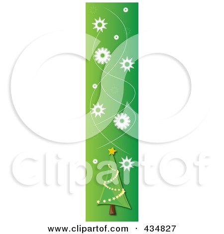 Royalty-Free (RF) Clipart Illustration of a Christmas Border Of Snowflakes And A Christmas Tree by Pams Clipart
