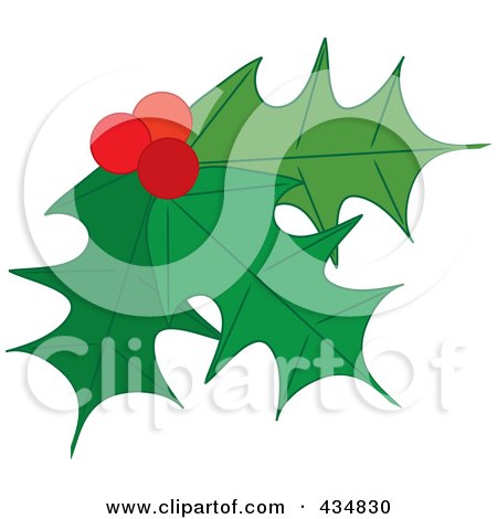 Royalty-Free (RF) Clipart Illustration of Holly Leaves And Berries - 3 by Pams Clipart