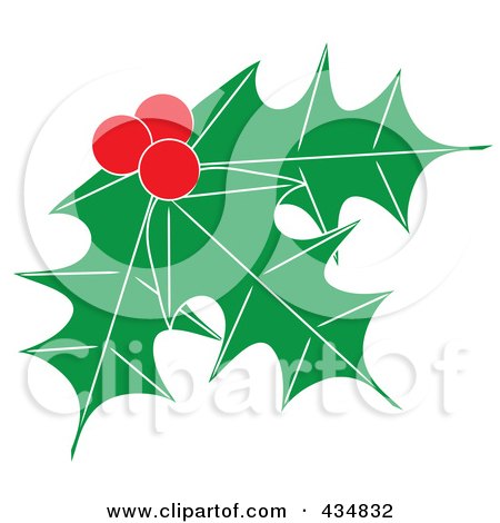 Royalty-Free (RF) Clipart Illustration of Holly Leaves And Berries - 2 by Pams Clipart