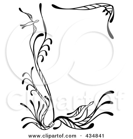 Royalty-Free (RF) Clipart Illustration of a Digital Collage Of Ornate Black And White Floral Bird Corner Designs by Cherie Reve