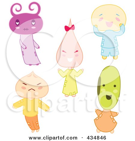 Royalty-Free (RF) Clipart Illustration of a Digital Collage Of Little Monsters by Cherie Reve