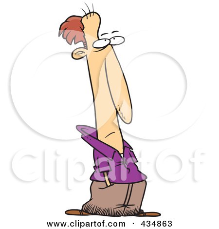 Royalty-Free (RF) Clipart Illustration of a Wary Man Standing With His Hands In His Pockets by toonaday