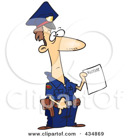 Royalty-Free (RF) Clipart Illustration of a Police Officer Holding A Warrant by toonaday