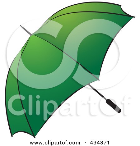 Royalty-Free (RF) Clipart Illustration of a Green Umbrella by Lal Perera