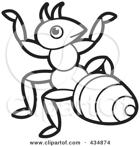 Royalty-Free (RF) Clipart Illustration of an Outlined Ant by Lal Perera
