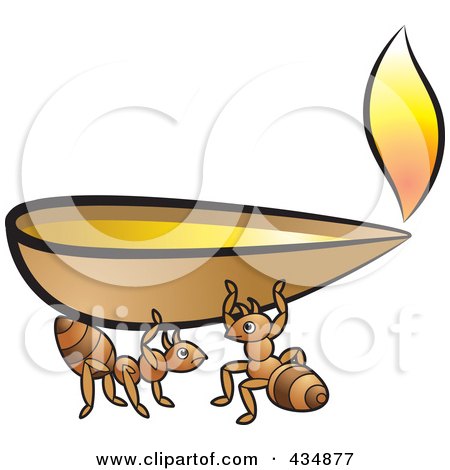 Royalty-Free (RF) Clipart Illustration of Ants Carrying an Oil Lamp by Lal Perera