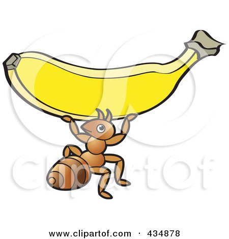Royalty-Free (RF) Clipart Illustration of an Ant Carrying a Banana by Lal Perera