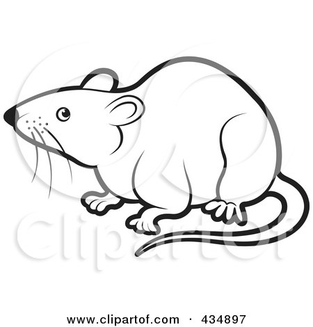 Royalty-Free (RF) Clipart Illustration of an Outlined Rat by Lal Perera