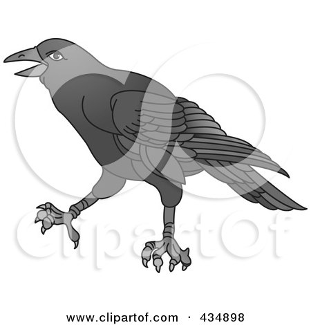 Royalty-Free (RF) Clipart Illustration of a Black Crow by Lal Perera