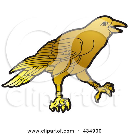 Royalty-Free (RF) Clipart Illustration of a Gold Crow by Lal Perera