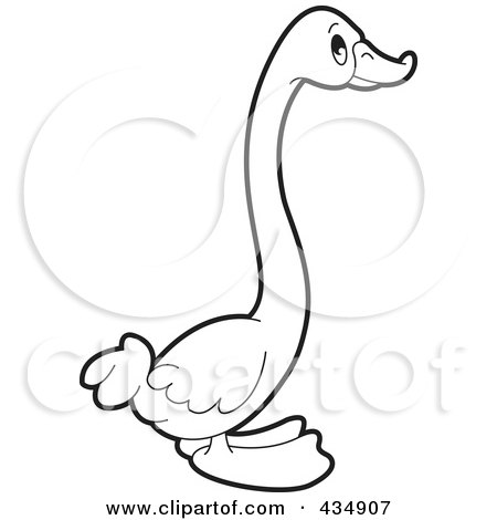 Royalty-Free (RF) Clipart Illustration of an Outlined Duck - 2 by Lal Perera