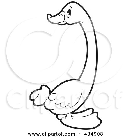 Royalty-Free (RF) Clipart Illustration of an Outlined Duck - 1 by Lal Perera