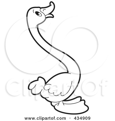 Royalty-Free (RF) Clipart Illustration of an Outlined Duck - 3 by Lal Perera