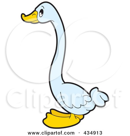 Royalty-Free (RF) Clipart Illustration of a White Duck - 2 by Lal Perera