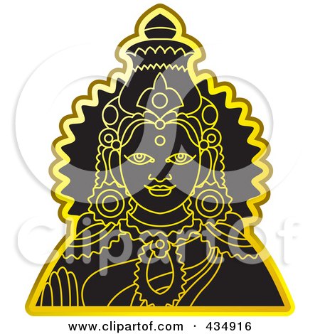 Royalty-Free (RF) Clipart Illustration of a Golden Indian God - 2 by Lal Perera