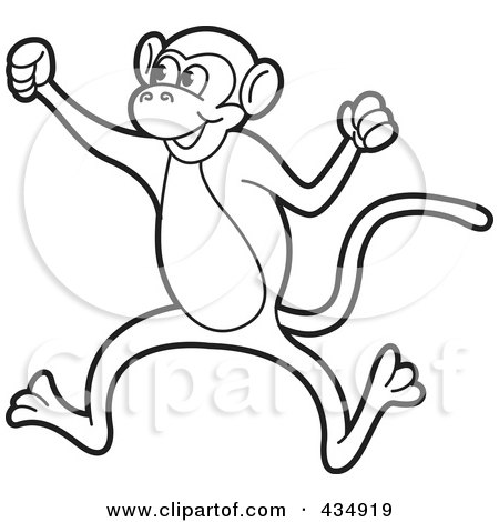 Royalty-Free (RF) Clipart Illustration of an Outlined Monkey - 1 by Lal Perera