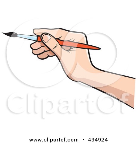 Royalty-Free (RF) Clipart Illustration of an Artist's Hand Holding A Paintbrush by Lal Perera