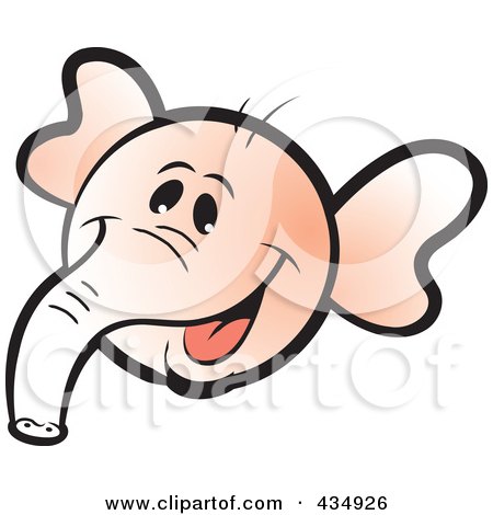 Royalty-Free (RF) Clipart Illustration of a Pink Elephant Face by Lal Perera