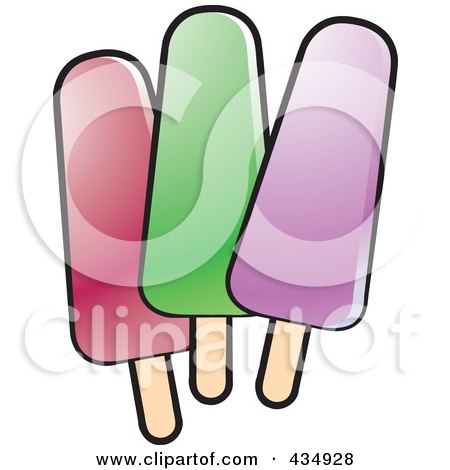 Royalty-Free (RF) Clipart Illustration of Three Popsicles by Lal Perera