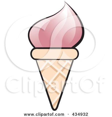 Royalty-Free (RF) Clipart Illustration of a Strawberry Waffle Cone by Lal Perera