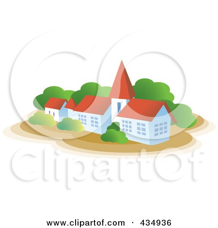 Royalty-Free (RF) Clipart Illustration of a House With A Steeple by Lal Perera