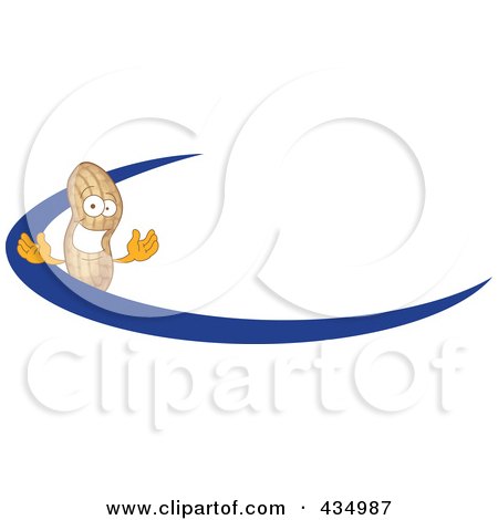 Royalty-Free (RF) Clipart Illustration of a Peanut Mascot Logo With A Blue Dash by Mascot Junction
