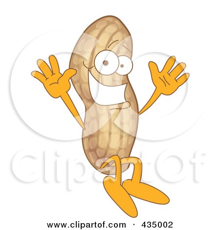 Royalty-Free (RF) Clipart Illustration of a Peanut Mascot Jumping by Mascot Junction