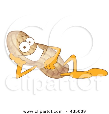 Royalty-Free (RF) Clipart Illustration of a Peanut Mascot Reclined by Mascot Junction