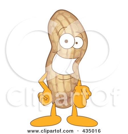 Royalty-Free (RF) Clipart Illustration of a Peanut Mascot Pointing Outwards by Mascot Junction