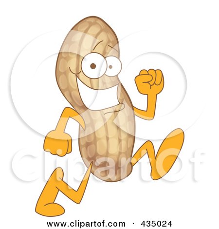 Royalty-Free (RF) Clipart Illustration of a Peanut Mascot Running by Mascot Junction