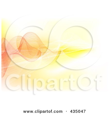 Royalty-Free (RF) Clipart Illustration of an Abstract Background Of Mesh Lines And Waves In Orange And Yellow Hues by AtStockIllustration