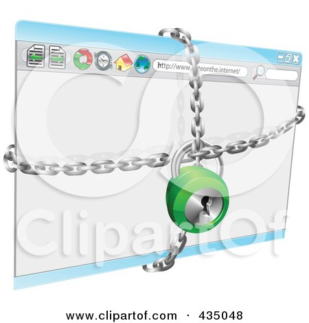 Royalty-Free (RF) Clipart Illustration of a Locked Secure Internet Browser by AtStockIllustration